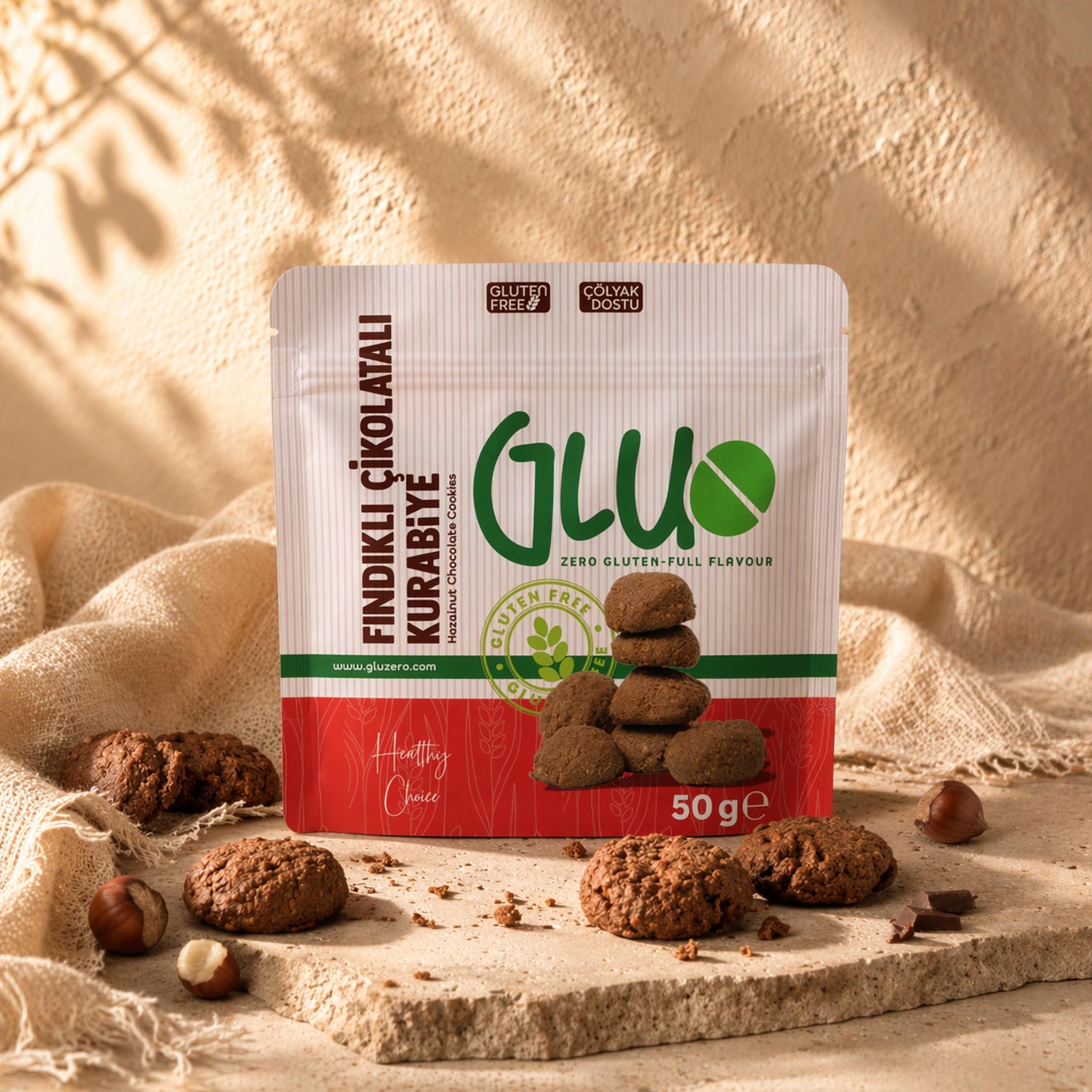 Glutensiz Fındıklı Çikolatalı Kurabiye 50 g – GLUZERO