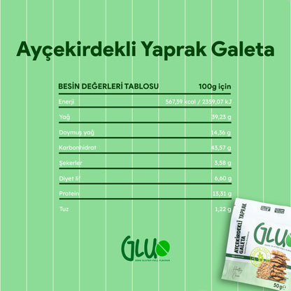 Glutensiz Ayçekirdekli Yaprak Galeta 50 g