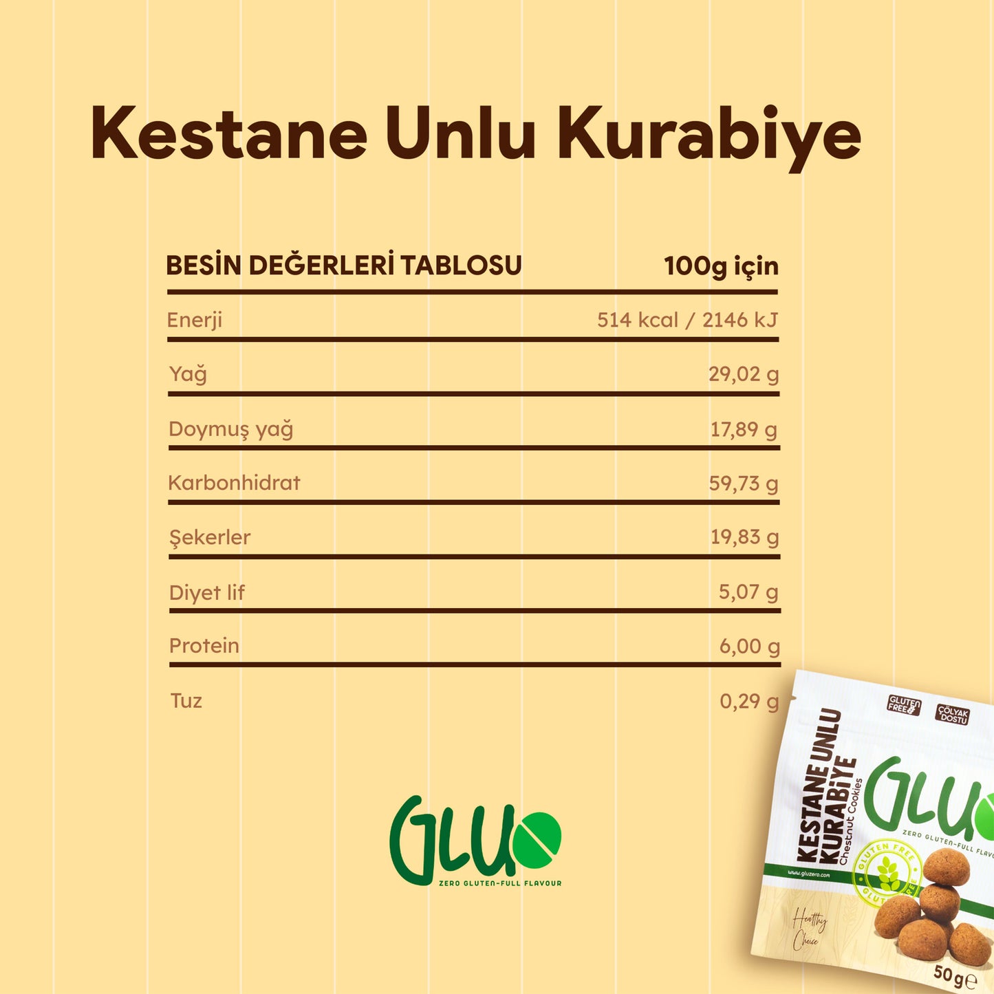 Glutensiz Kestane Unlu Kurabiye 50 g