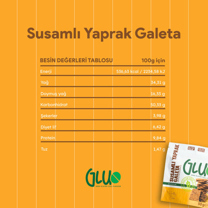 Glutensiz Susamlı Yaprak Galeta 50 g