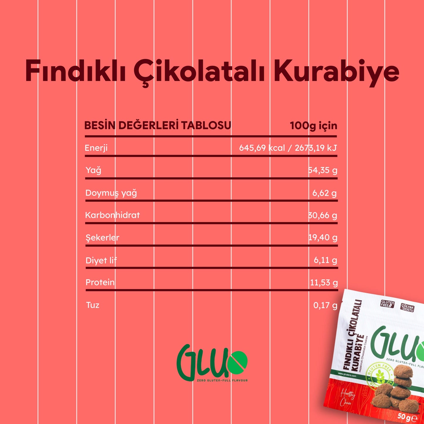 Glutensiz Fındıklı Çikolatalı Kurabiye 50 g